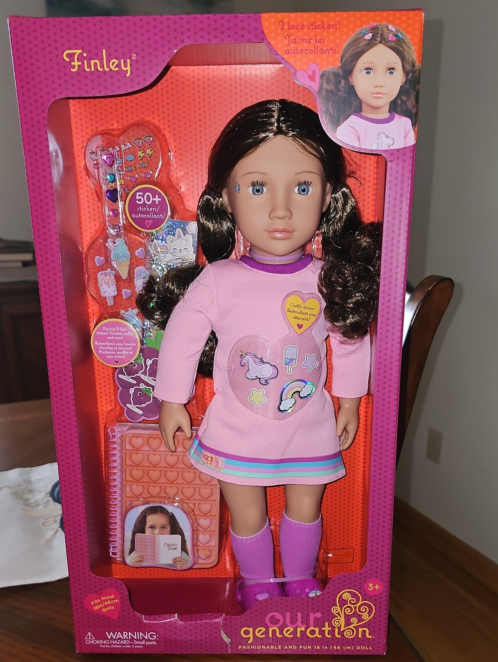Finley Pink Fashion Doll with Stickers by Our Generation